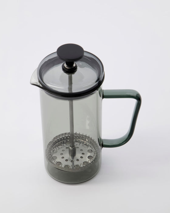 Nuru Mini French Press, Größe: Höhe: 16,5cm Dia: 7cm; Material: Glas, Edelstahl; Farbe: Grau; Volumen: 350ml - Indie & Naía